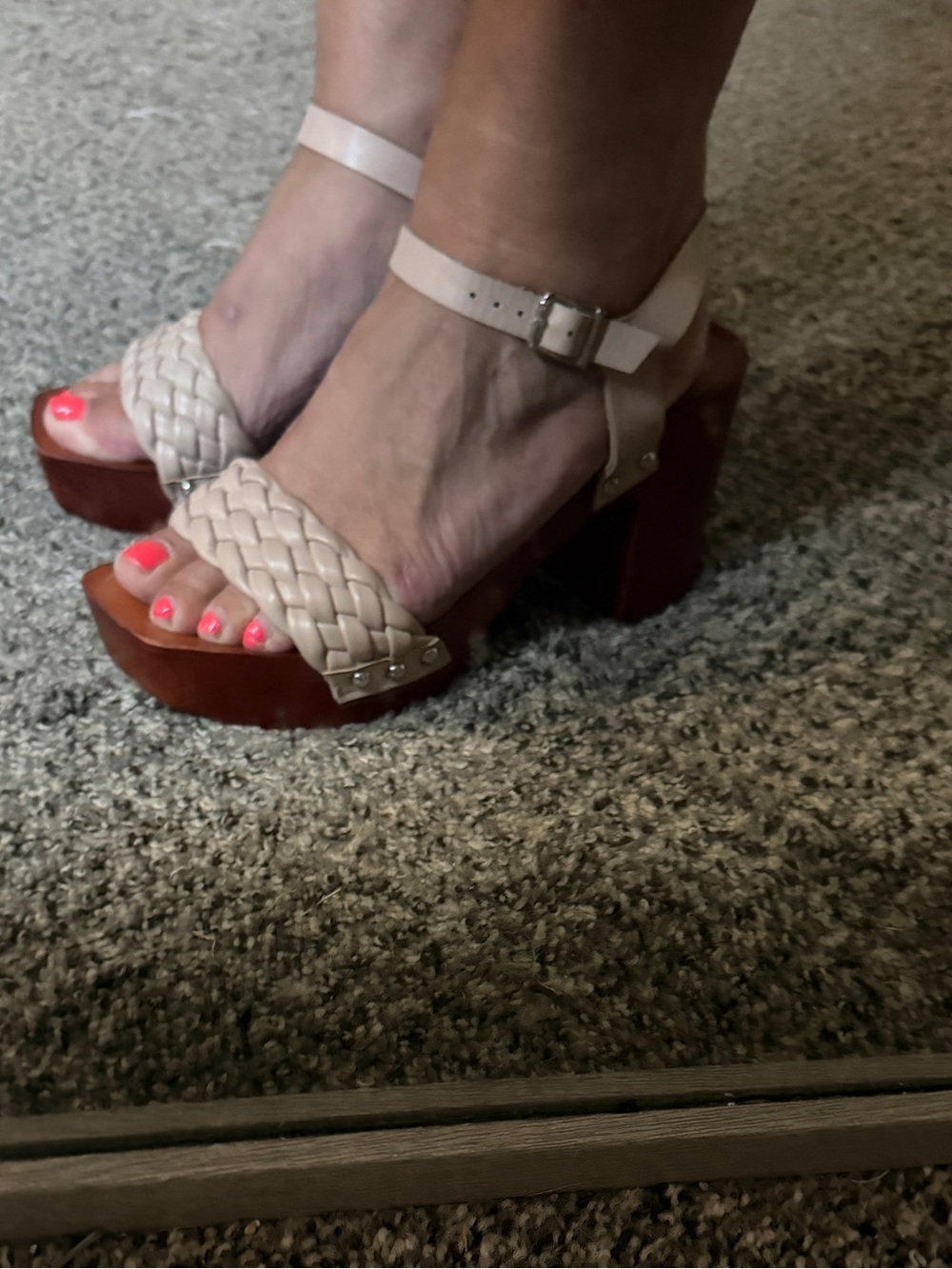 Madden Girl Braided Platform Sandals in Cream and Brown